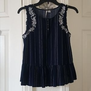 LC Lauren Conrad Blue white striped Tank Blouse